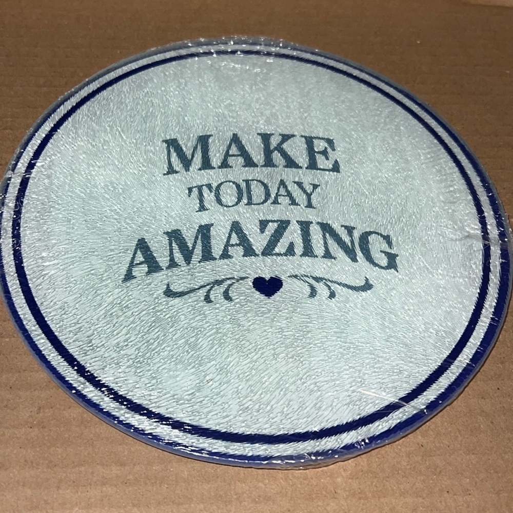 New “Make Today Amazing” Blue Script Cooking Concepts Glass Cutting Board